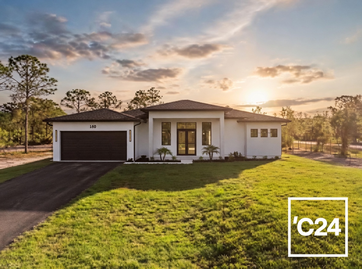 Casa familiar al atardecer en Naples FL